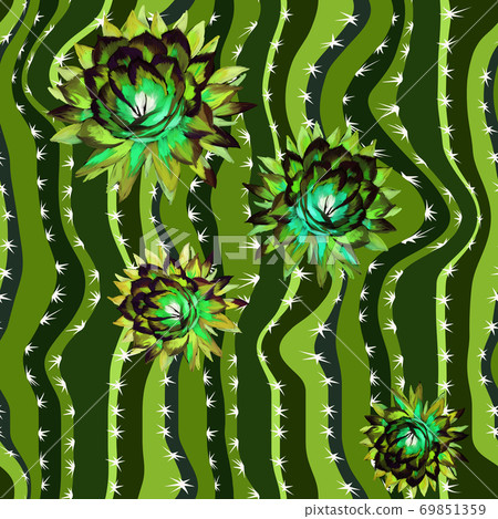 Floral seamless pattern with cactus flower texture - Stock Illustration ...
