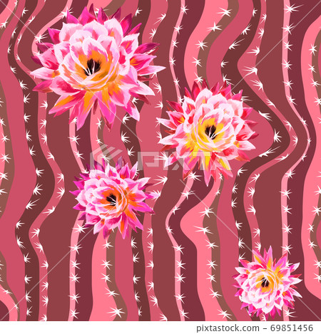 Floral seamless pattern with cactus flower texture - Stock Illustration ...