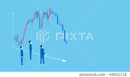 Image of businessman with candlestick chart 69852216