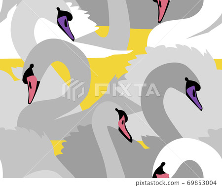Animal seamless pattern with swan birds. Animal seamless pattern with swan birds. 69853004