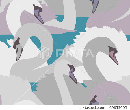 Animal seamless pattern with swan birds. Animal seamless pattern with swan birds. 69853005