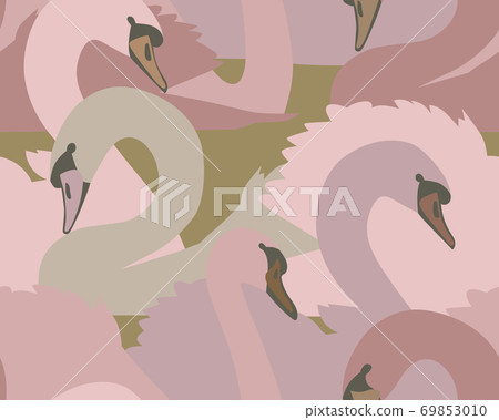 Animal seamless pattern with swan birds. Animal seamless pattern with swan birds. 69853010