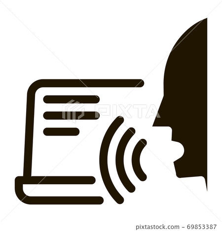 Laptop Human Voice Control Icon Vector... - Stock Illustration ...