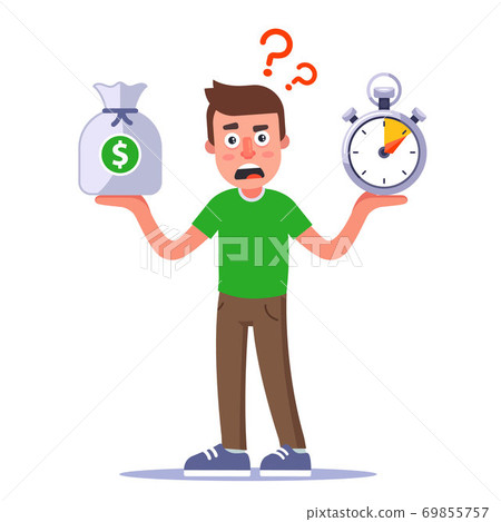 character thinks how to make money fast.  69855757