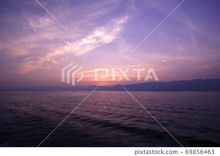 Landscape lighting Twilight Inle Lake in Myanmar. 69856463