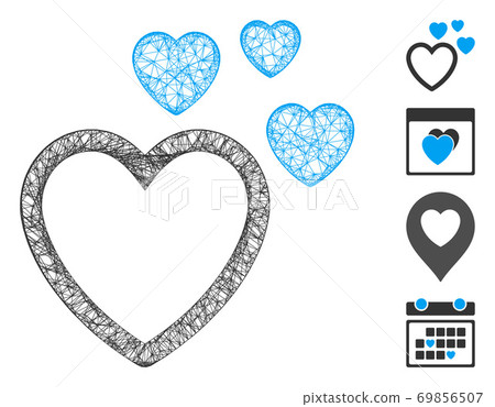Love Hearts Web Vector Mesh Illustration 69856507