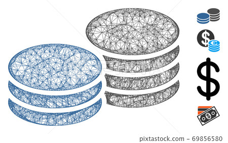 Coins Web Vector Mesh Illustration Coins Web Vector Mesh Illustration 69856580