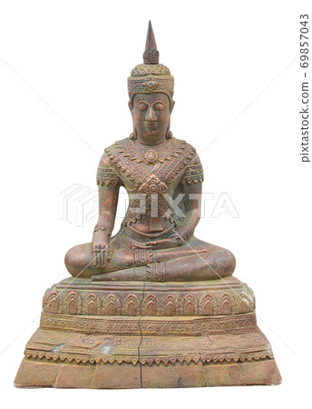 Old buddha statue isolated on white background Old buddha statue isolated on white background 69857043