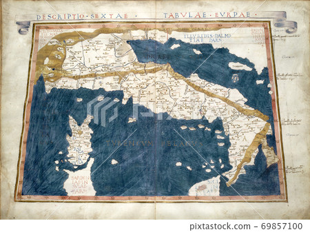 Map Of Medieval Italy Italy Old Map From Rare Medieval Book Geography... - Stock Photo [69857100]  - Pixta