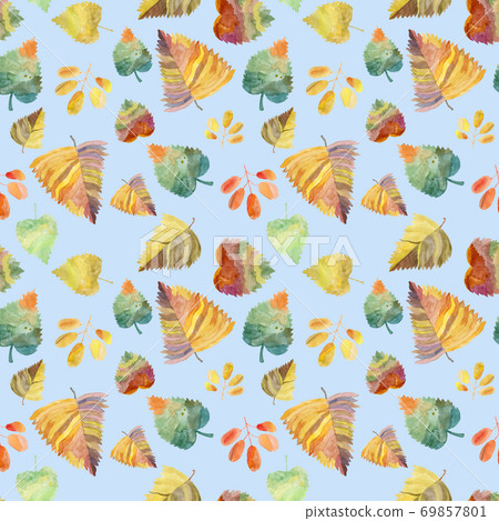 Hello autumn October November seamless watercolor by hand Hello autumn October November seamless watercolor by hand 69857801