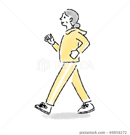 行走的高級女子水彩手繪 69858272