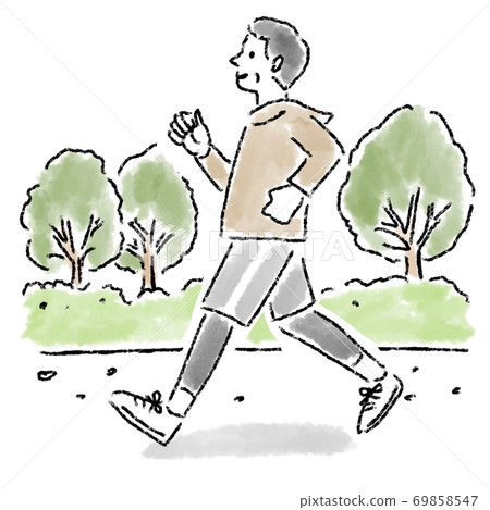 奔跑的人中年戶外水彩手繪 奔跑的人中年戶外水彩手繪 69858547
