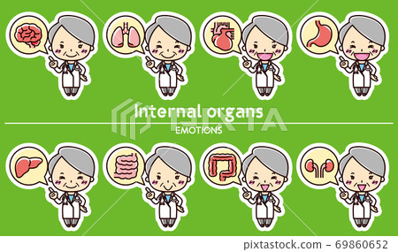 女醫生和積極的面部表情套裝/內置圖標氣球 女醫生和積極的面部表情套裝/內置圖標氣球 69860652