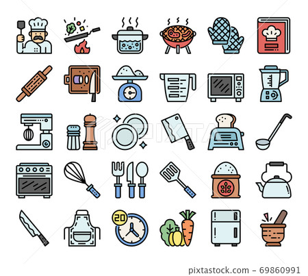 cooking color outline vector icons 69860991