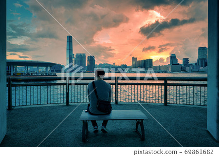 Hong Kong skyline city at sunrise view from Hong Kong skyline city at sunrise view from 69861682