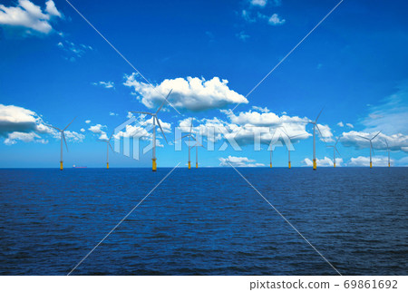 Offshore Wind Turbine in a Wind farm under Offshore Wind Turbine in a Wind farm under 69861692