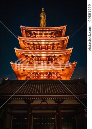 Sensoji Temple Five-storied Pagoda Illuminated 69861939