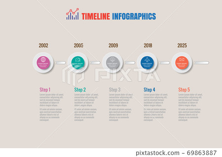 Business road map timeline infographic with 5 steps circle, Vector Illustration 69863887