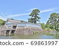 The moat of Odawara Castle and the wooden bridge leading to the copper gate 69863997