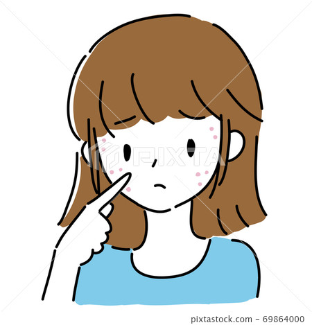 患有皮疹的年輕女子 患有皮疹的年輕女子 69864000