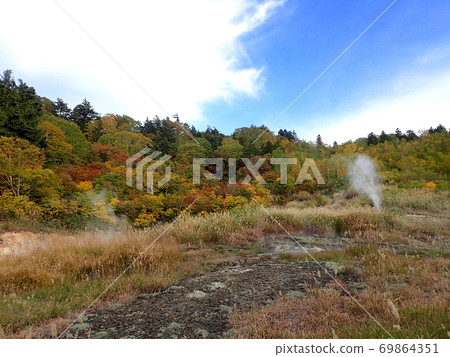 An autumnal dandruff hot spring with a bath 69864351