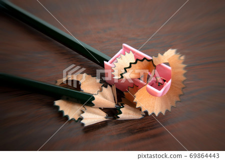 Pencil sharpened with a pencil sharpener 69864443