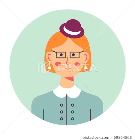 Portrait of elegant female character with headwear vector Portrait of elegant female character with headwear vector 69864868