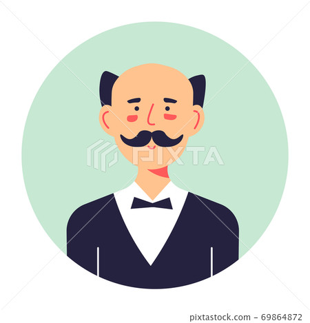 Senior character portrait, butler in official suit or uniform Senior character portrait, butler in official suit or uniform 69864872