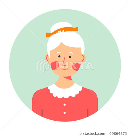 Portrait of senior female character, pensive lady with grey hair 69864873