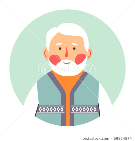 Portrait of senior male character, grandfather with grey hair Portrait of senior male character, grandfather with grey hair 69864874