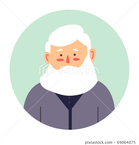 Grandfather portrait, senior male character with beard vector Grandfather portrait, senior male character with beard vector 69864875