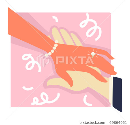 Wedding ceremony or engagement, womans hand with ring Wedding ceremony or engagement, womans hand with ring 69864961