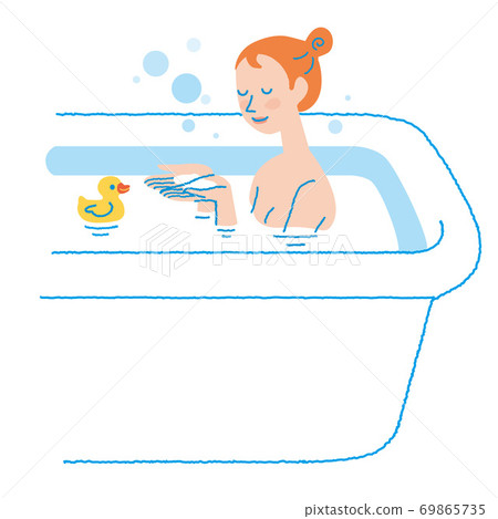 Bath time young woman illustration Bath time young woman illustration 69865735