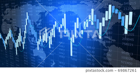 Economic chart and world map 69867261