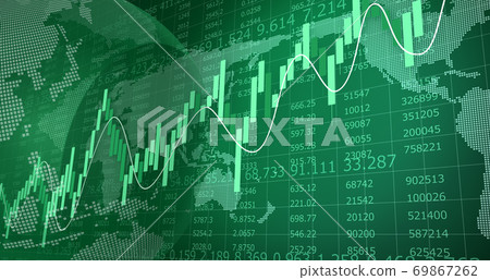 Economic chart and world map 69867262