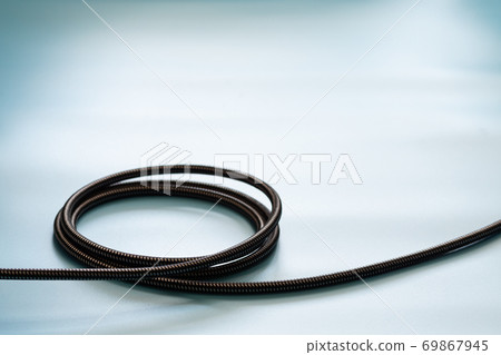 Cable connector and copy space on blue background color mood and tone style Cable connector and copy space on blue background color mood and tone style 69867945