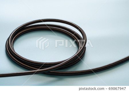 Cable connector and copy space on blue background color mood and tone style Cable connector and copy space on blue background color mood and tone style 69867947