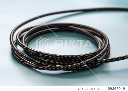 Cable connector and copy space on blue background color mood and tone style Cable connector and copy space on blue background color mood and tone style 69867949