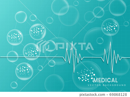 Abstract molecular structure on light blue background. Medical and science concept. 69868128