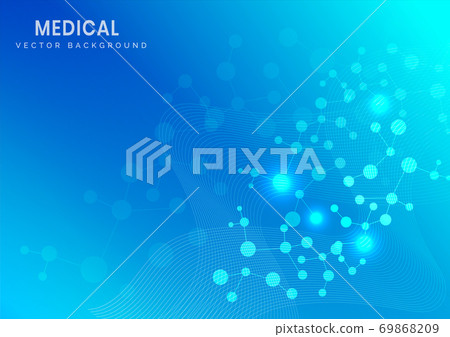 Abstract molecular structure on light blue background. Medical and science concept. 69868209