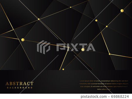 Abstract black luxury premium background with luxury triangles pattern and gold lighting lines. Abstract black luxury premium background with luxury triangles pattern and gold lighting lines. 69868224