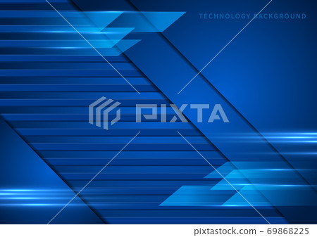 Abstract blue geometric overlapping layer movement on dark background. Technology concept. 69868225