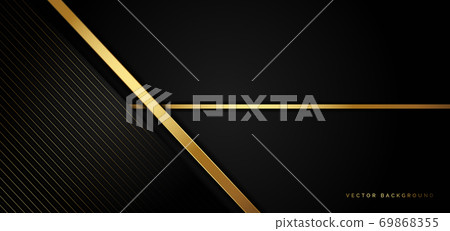 Abstract template black triangle background with striped lines golden. Luxury style. 69868355