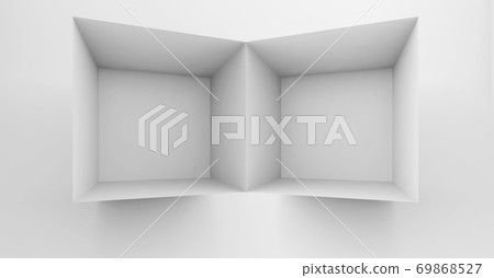 Abstract white cgi background with an empty shelf Abstract white cgi background with an empty shelf 69868527
