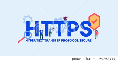 HTTPS hyper text transfer protocol secure. Coding and programming technologies and web software digital graphic. 69868545
