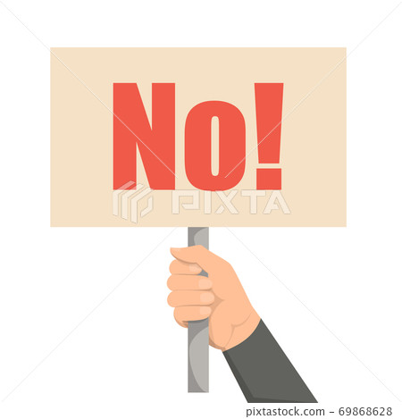 Hand holding placard with word no vector isolated 69868628