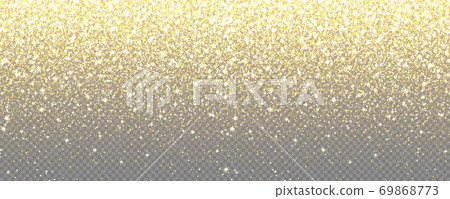 Sparkling Golden Glitter on Transparent Vector Background. Falling Shiny Confetti with Gold Shards 69868773