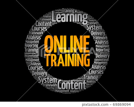 Online Training circle stamp word cloud 69869094