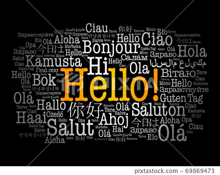Hello word cloud in different languages of the Hello word cloud in different languages of the 69869473