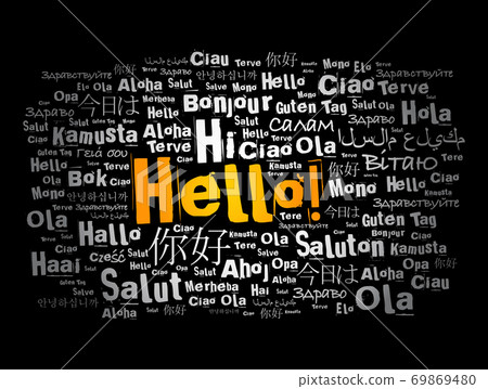 Hello word cloud in different languages of the - Stock Illustration ...